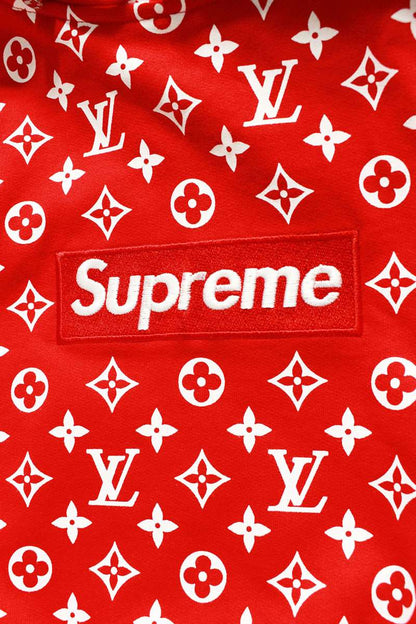 SUPREME LOUISVUITTON 17AW LV Box Logo Hooded Sweatshirt Red Size XXL