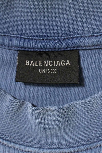Balenciaga 23AW BE KIND Print Distressed T-Shirt Blue Size S
