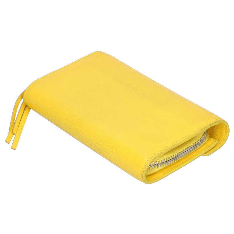 Balenciaga Leather folding long wallet Yellow One Size