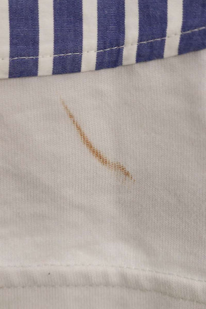 Balenciaga Logo Embroidered Striped T-Shirt Blue x White Size XS