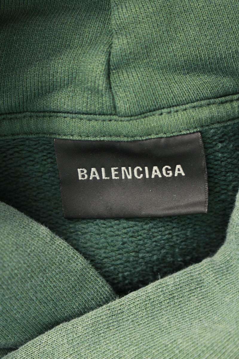 Balenciaga 25AW Numbering Patchwork Pullover Hoodie Green Size M