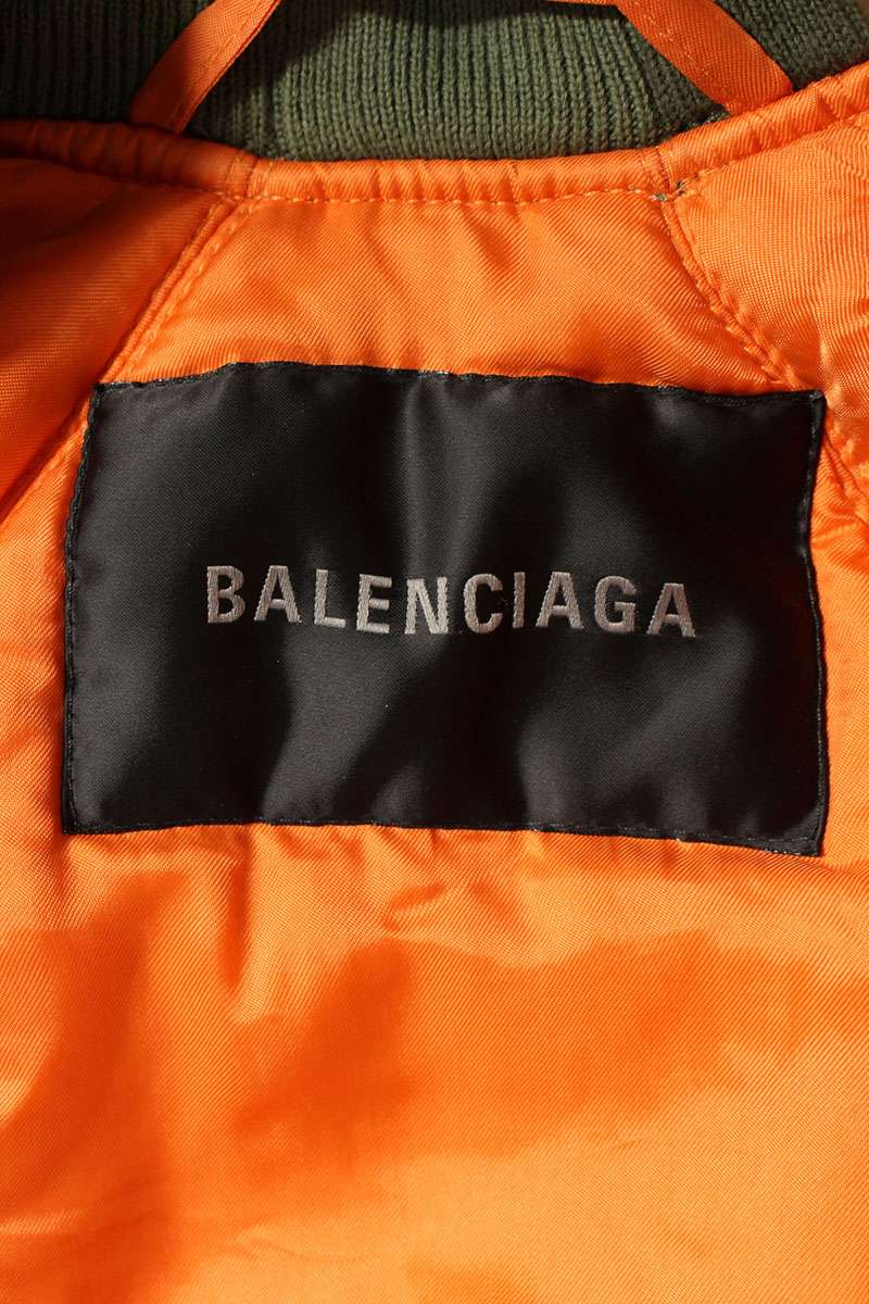 BALENCIAGA Double Sleeve Bomber Jacket Olive Size M