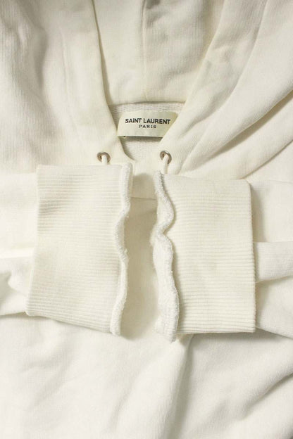 Saint Laurent Paris Logo Pullover Hoodie White Size S