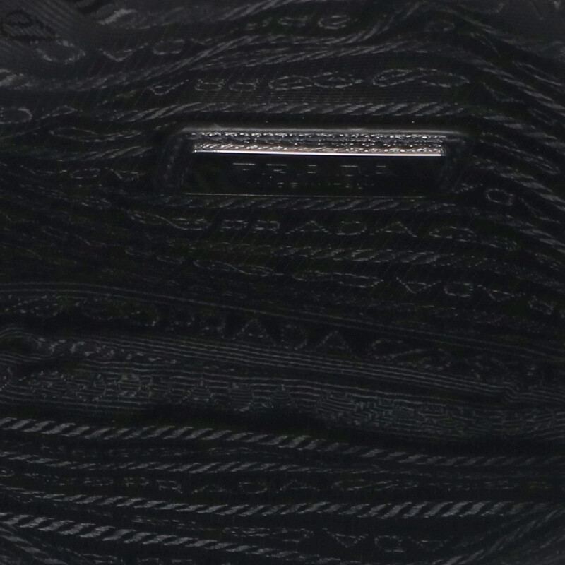 Prada Leather Shoulder Bag Black x Silver