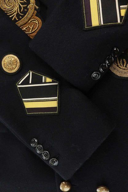 Dries Van Noten 16AW Embroidered Wool Chester Coat Black Size 46