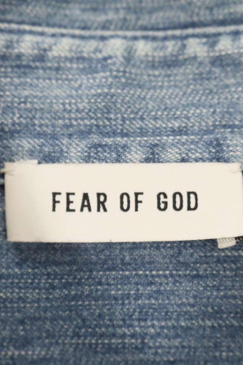 Vintage Fear of God Tops - FEAR OF GOD Well-Washed Oversized Long Sleeve Shirt Blue Size XL - Authentic Archive