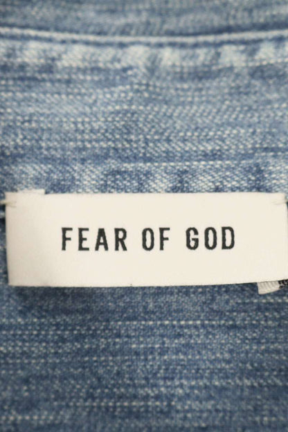Vintage Fear of God Tops - FEAR OF GOD Well-Washed Oversized Long Sleeve Shirt Blue Size XL - Authentic Archive