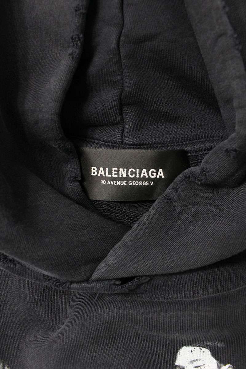 BALENCIAGA 24AW Graffiti Logo Hoodie Black Size M
