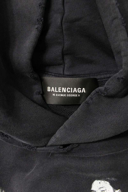 BALENCIAGA 24AW Graffiti Logo Hoodie Black Size M