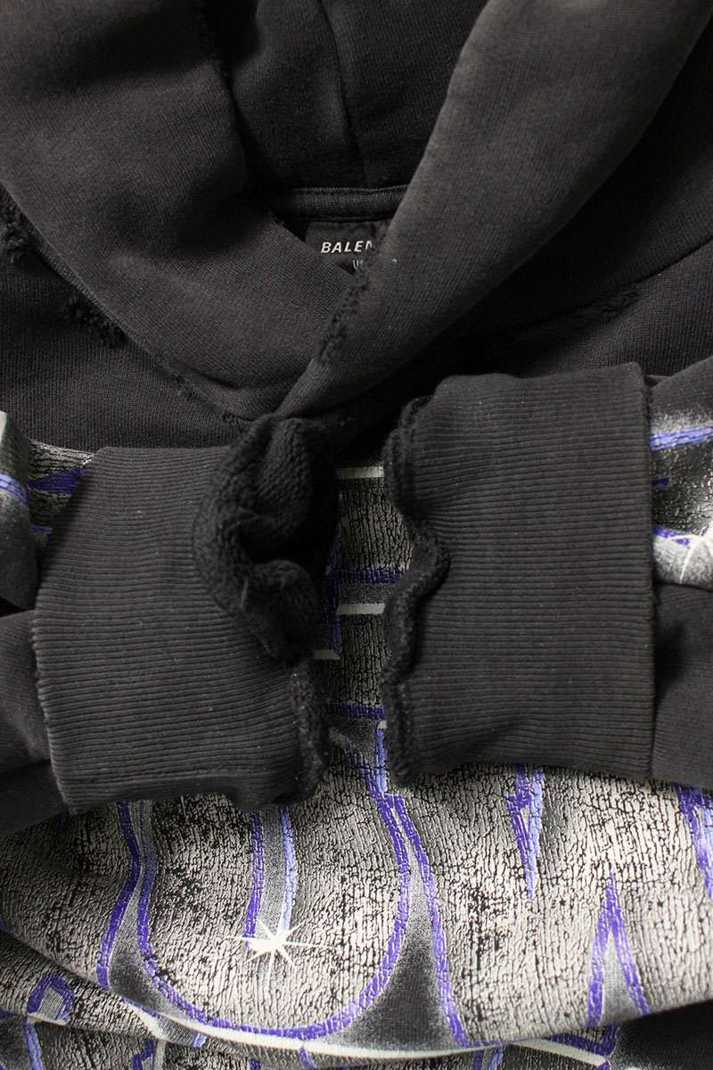 Balenciaga Logo Print Hoodie Black Size 1