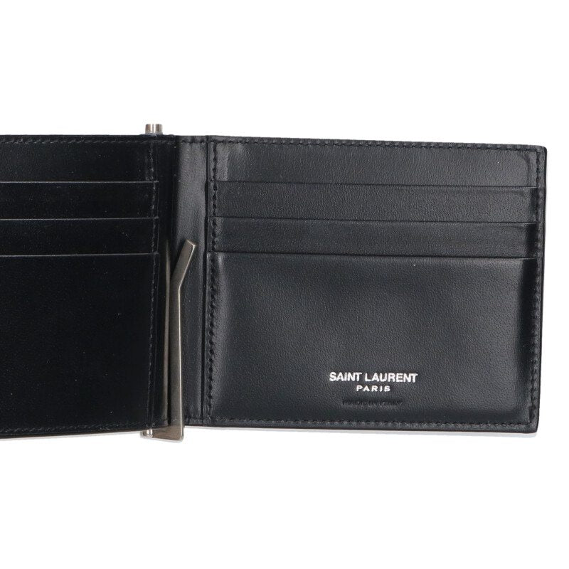 Saint Laurent Paris Wallet Black x Silver One Size
