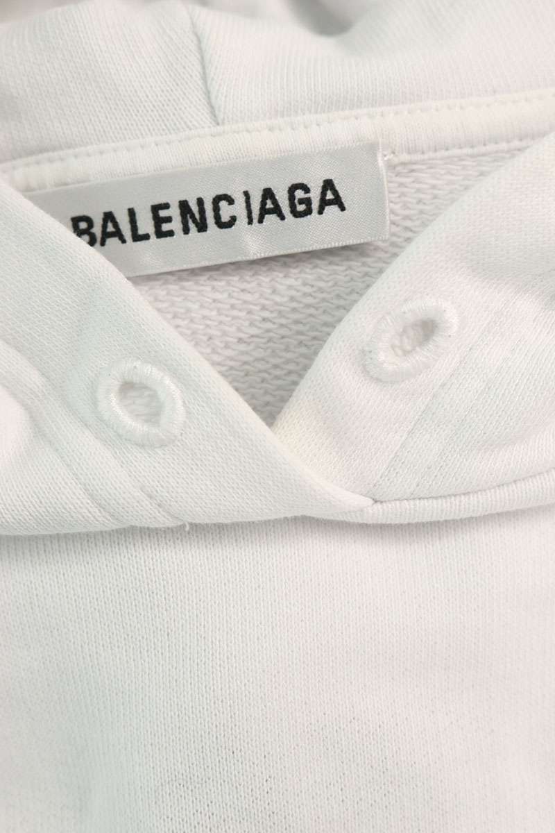 Balenciaga 19SS Back Logo Embroidered Pullover Hoodie White Size XS