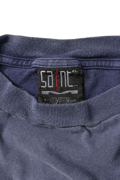 SAINT MICHAEL DEAD SAINT Print T-Shirt Blue Size XL