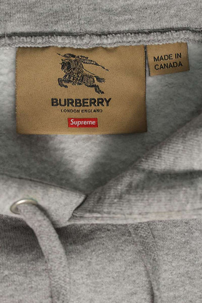 Supreme x Burberry Burberry Box Logo Hooded Sweatshirt Gray Size L