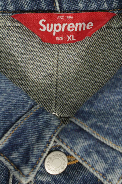 Supreme Studded Seam Denim Trucker Jacket Blue Size XL
