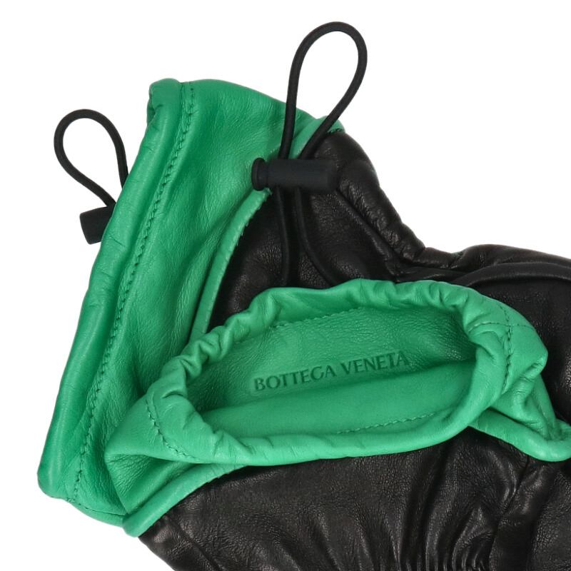 Bottega Veneta Leather Glove Black x Green One Size