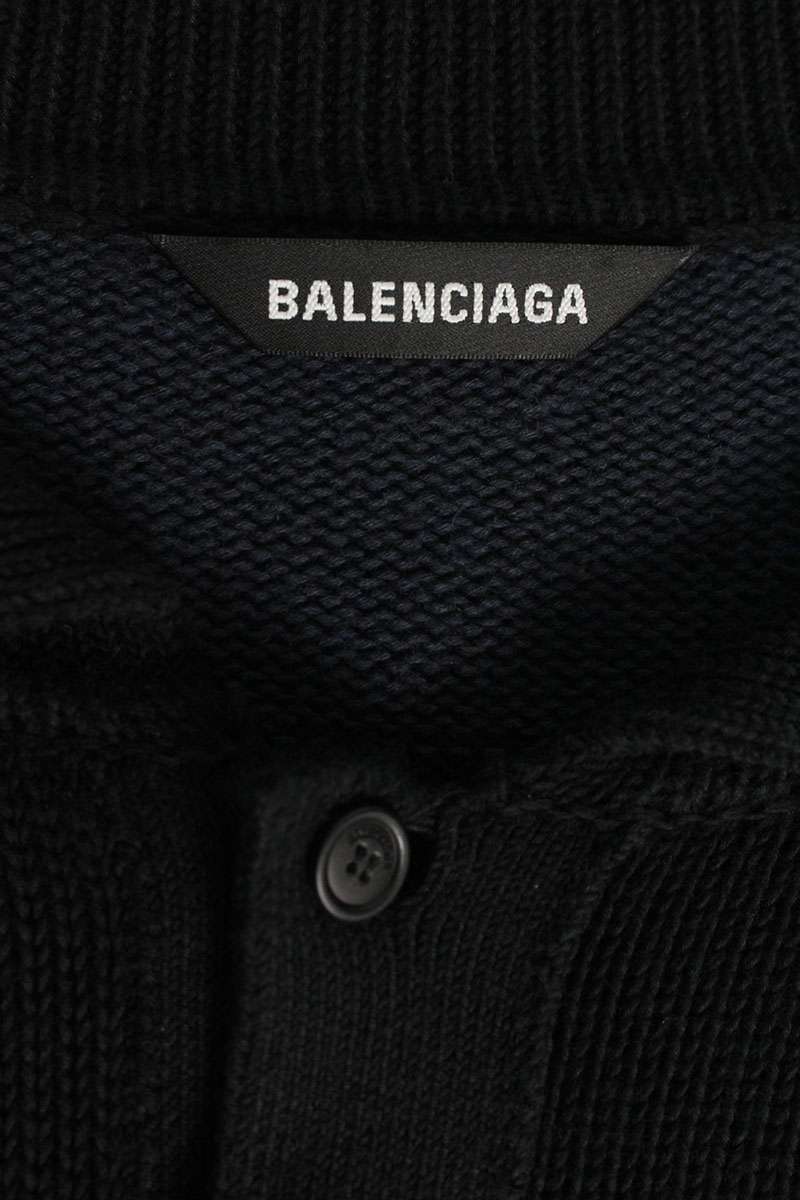 Balenciaga Polo Striped Cotton Knit Sweater Black Size XS