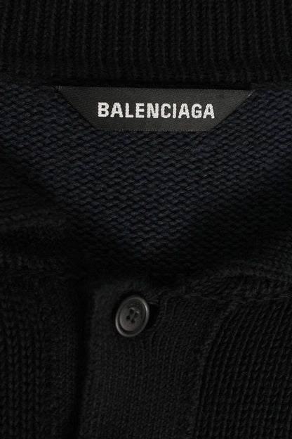 Balenciaga Polo Striped Cotton Knit Sweater Black Size XS