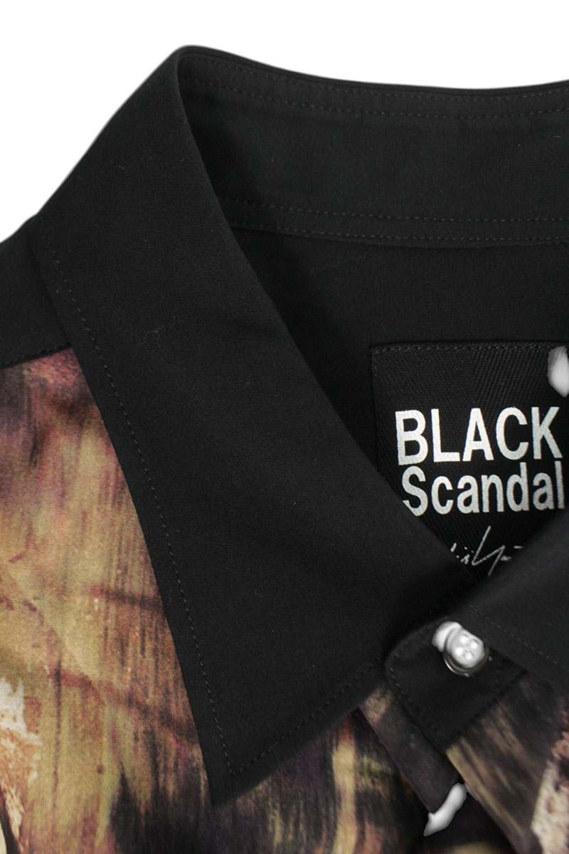 BLACK Scandal Yohji Yamamoto Graphic Print Long Sleeve Shirt Black Size 2