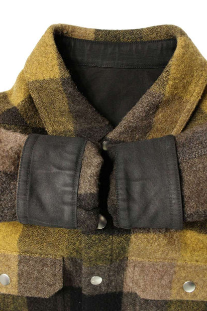 Rick Owens Check Wool Overshirt Yellow/Brown Size S