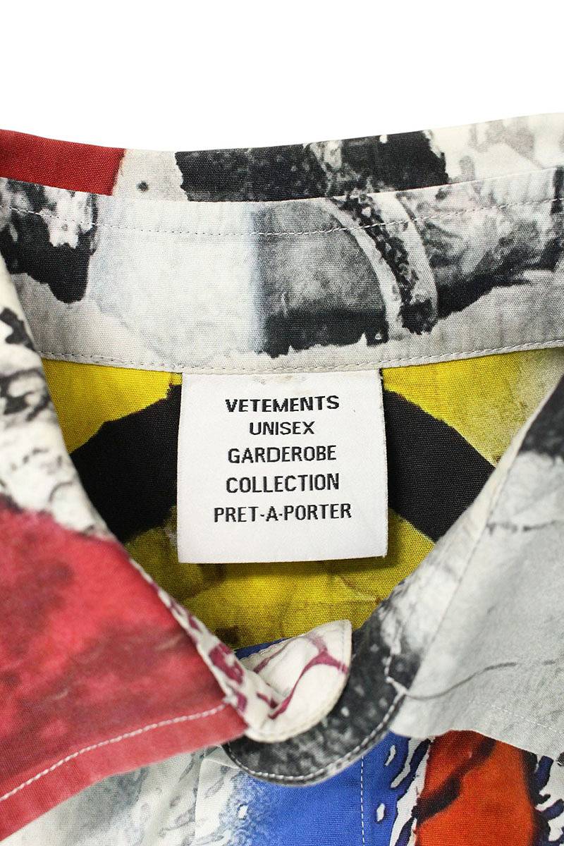 Vetements 23AW Oversized Print Long Sleeve Shirt Gray x Black Size XS