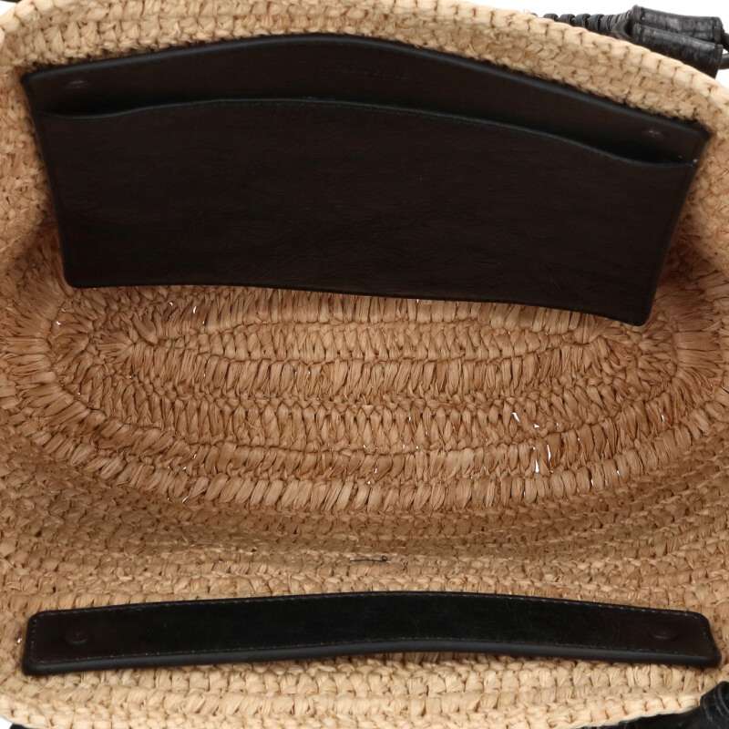 Balenciaga Le City Raffia Lambskin 2-Way Handbag Beige x Black One Size