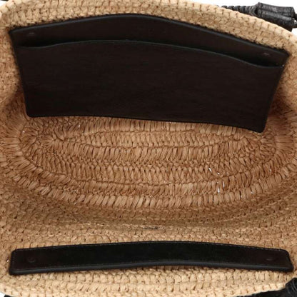 Balenciaga Le City Raffia Lambskin 2-Way Handbag Beige x Black One Size