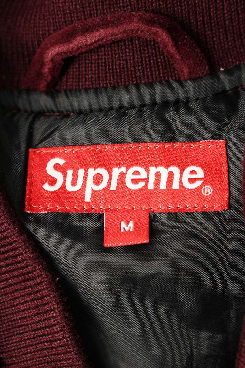 Supreme 14AW Velvet Hooded Bomber Jacket Red Size M