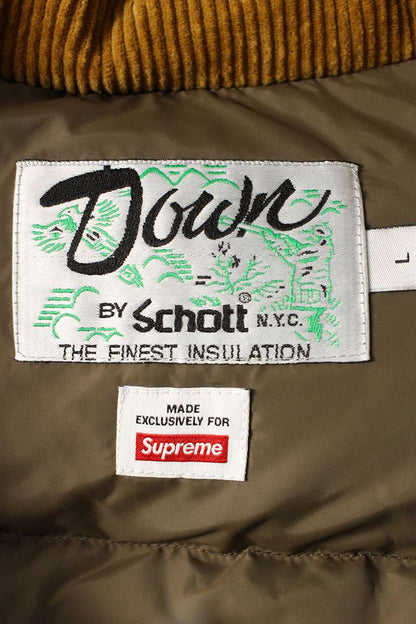 Supreme x Schott 22AW Canvas Down Truker Jacket Beige Size L