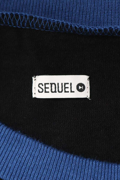 SEQUEL Logo Print Long Sleeve T-Shirt Black x Blue Size XL