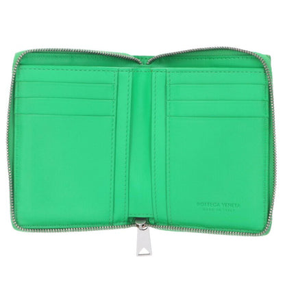 Bottega Veneta Cassette Intrecciato Leather Round Zip Wallet Green One Size