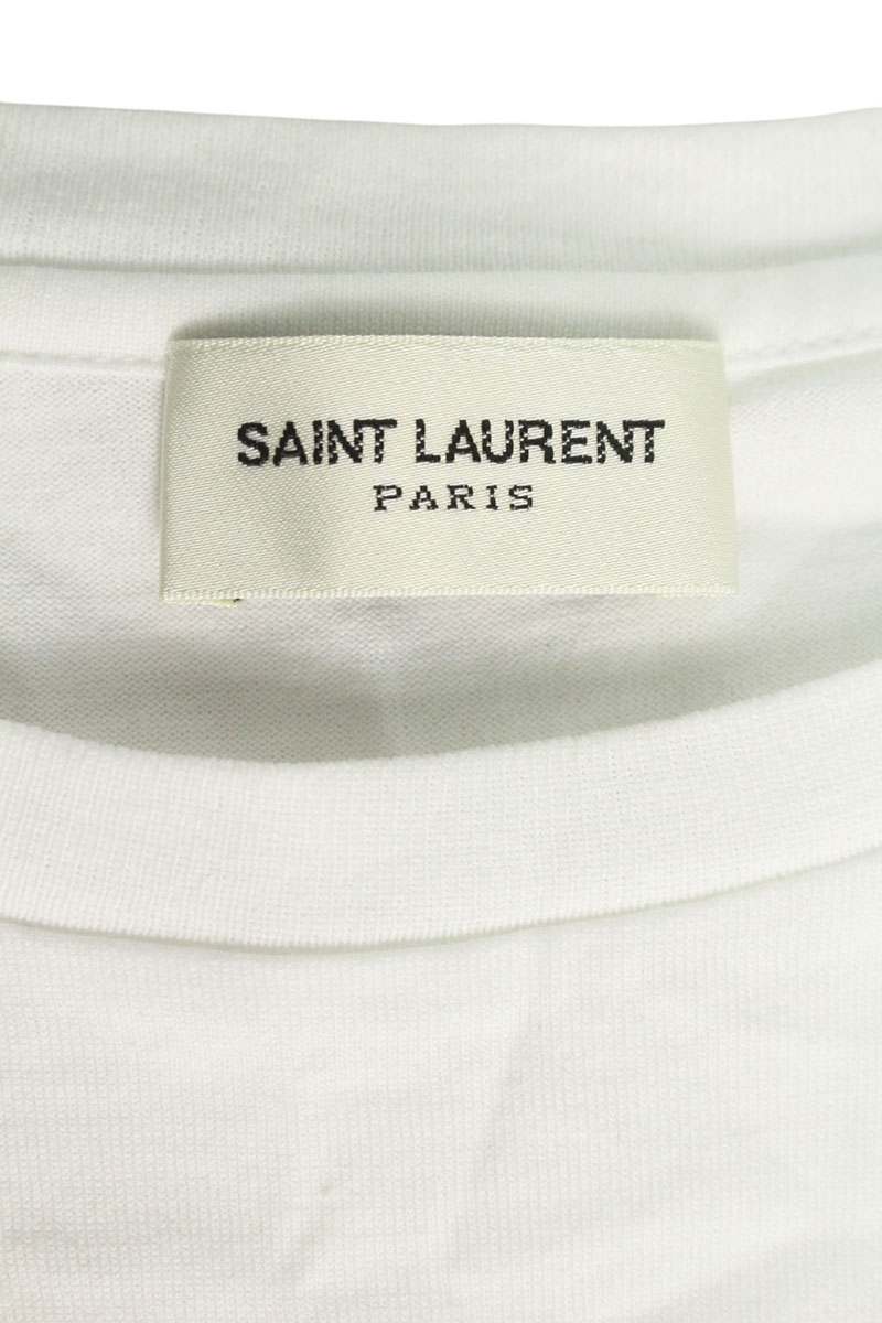 Saint Laurent Paris Logo Print T-Shirt White Size M