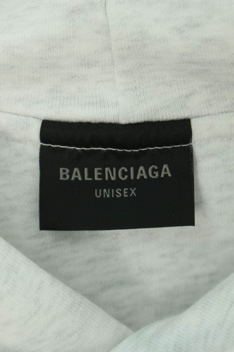 Balenciaga Logo Embroidered Pullover Hoodie Gray Size M