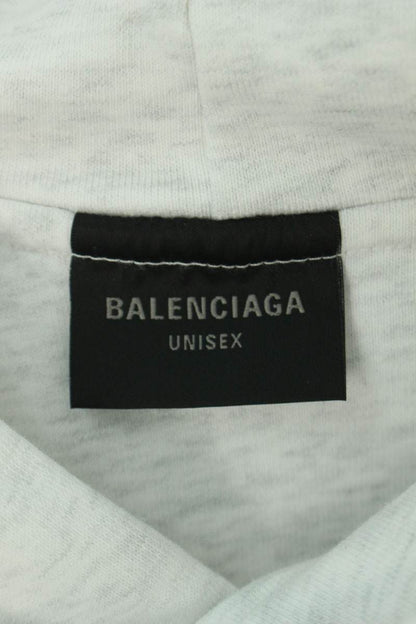 Balenciaga Logo Embroidered Pullover Hoodie Gray Size M