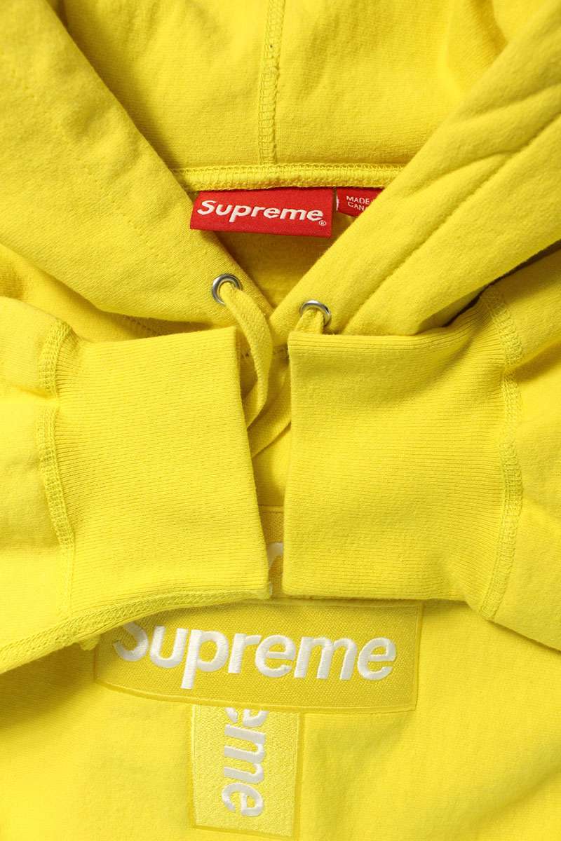 Supreme 20AW Cross Box Logo Hooded Sweatshirt Yellow Size M