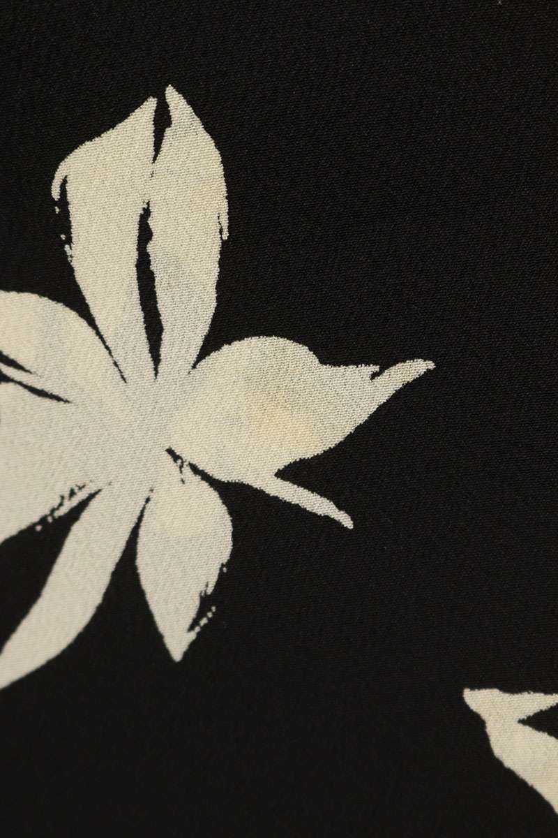 Saint Laurent Paris Silk Long Sleeve Shirt Black x White Size XS