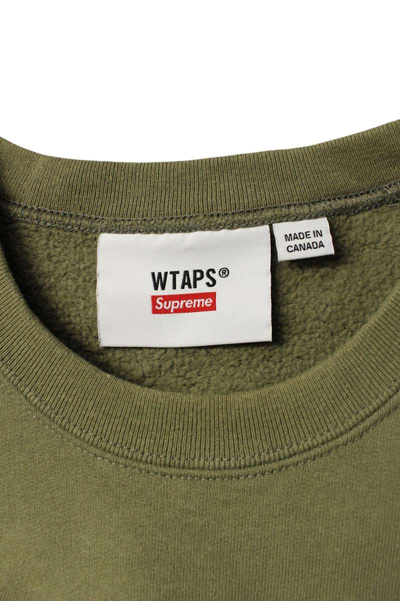 Supreme x Wtaps 21AW Logo Print Crewneck Sweatshirt Green Size L