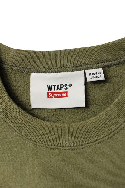 Supreme x Wtaps 21AW Logo Print Crewneck Sweatshirt Green Size L