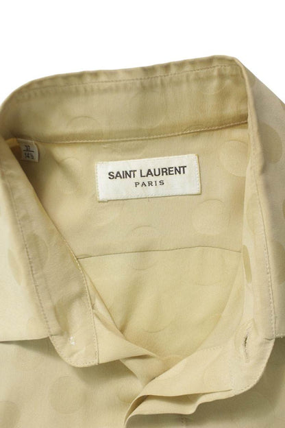 Saint Laurent Paris Silk Long Sleeve Shirt Beige Size XS