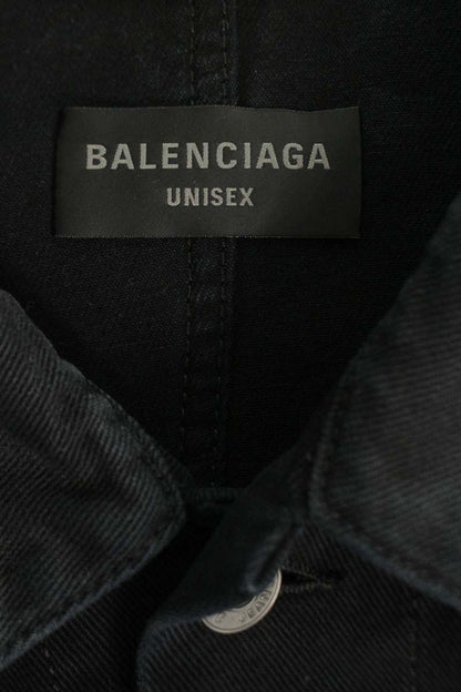 Balenciaga 23AW Washed Reconstructed Denim Jacket Black Size S