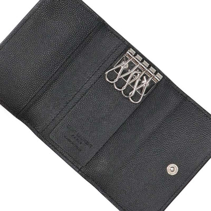 Saint Laurent Paris Leather 4-key case in black One Size