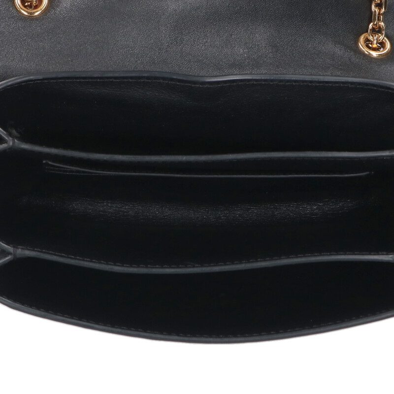 Versace Leather Chain Shoulder Bag Black x Gold