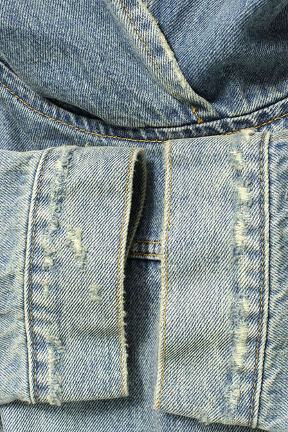 Balenciaga 22AW Pullover Hooded Denim Hoodie Blue Size M