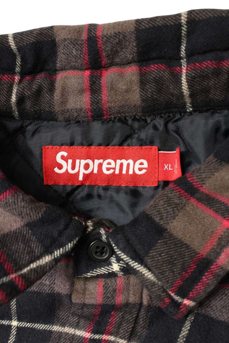 Supreme 24AW Quilted Plaid Shirt Black x Purple Size XL