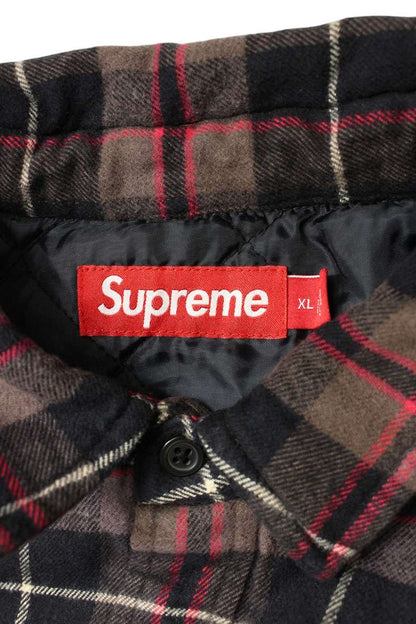 Supreme 24AW Quilted Plaid Shirt Black x Purple Size XL