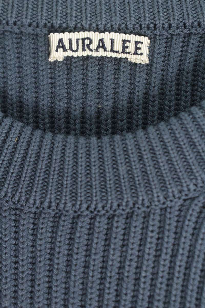 Auralee Wool Crewneck Knit Sweater Blue Size XL