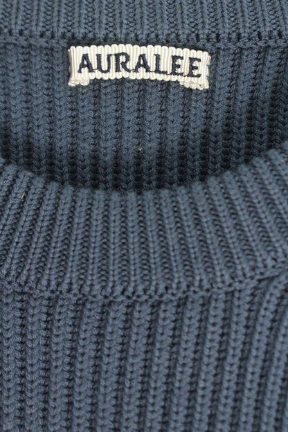 Auralee Wool Crewneck Knit Sweater Blue Size XL
