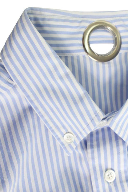 Vetements Down Striped Print Long Sleeve Shirt Blue x White Size XS