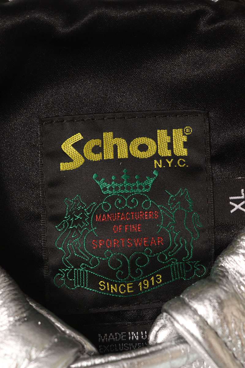 Supreme x Schott 25SS Schott Leather Clip Jacket Silver Size XL