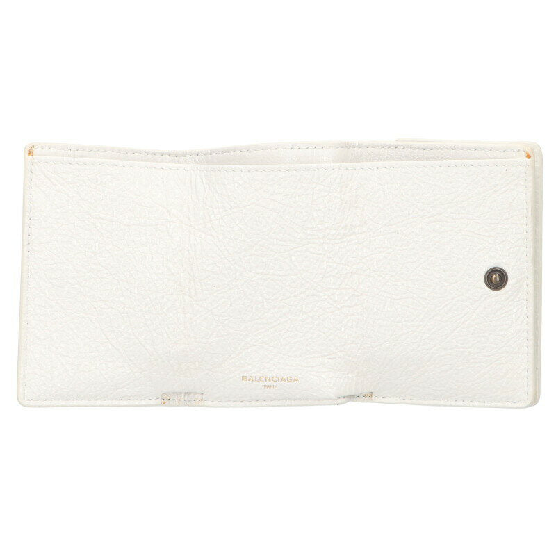 Balenciaga Trifold Leather Wallet White